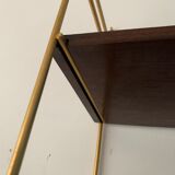 String wall shelf in wood and brass, 1960