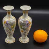 Pair of hand-painted ceramic vases in Dutch Art Nouveau Gouda PZH, 'Violetta', 1899