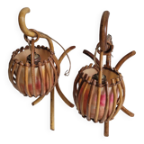 Pair of vintage rattan sconces