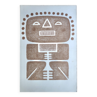 Original Pre-Columbian print, 1960s