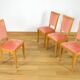 4 chaises hêtre & velours vintage 1950