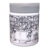 Antique pot in white opaline decorated with apothecary scene