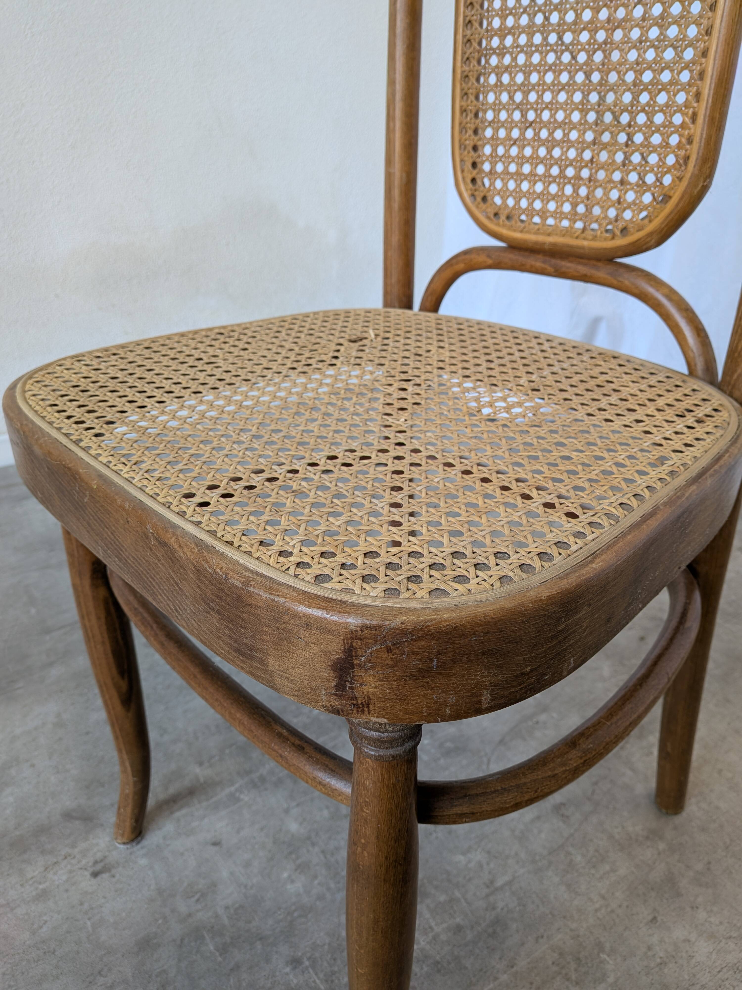 Vintage High Back Bentwood Cane Dining Chair / Thonet Style / Torn Seat