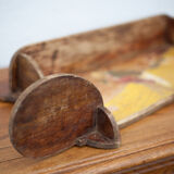 Art nouveau wood shelf, wall shelf with asian scene, antique shelf, interior decoration