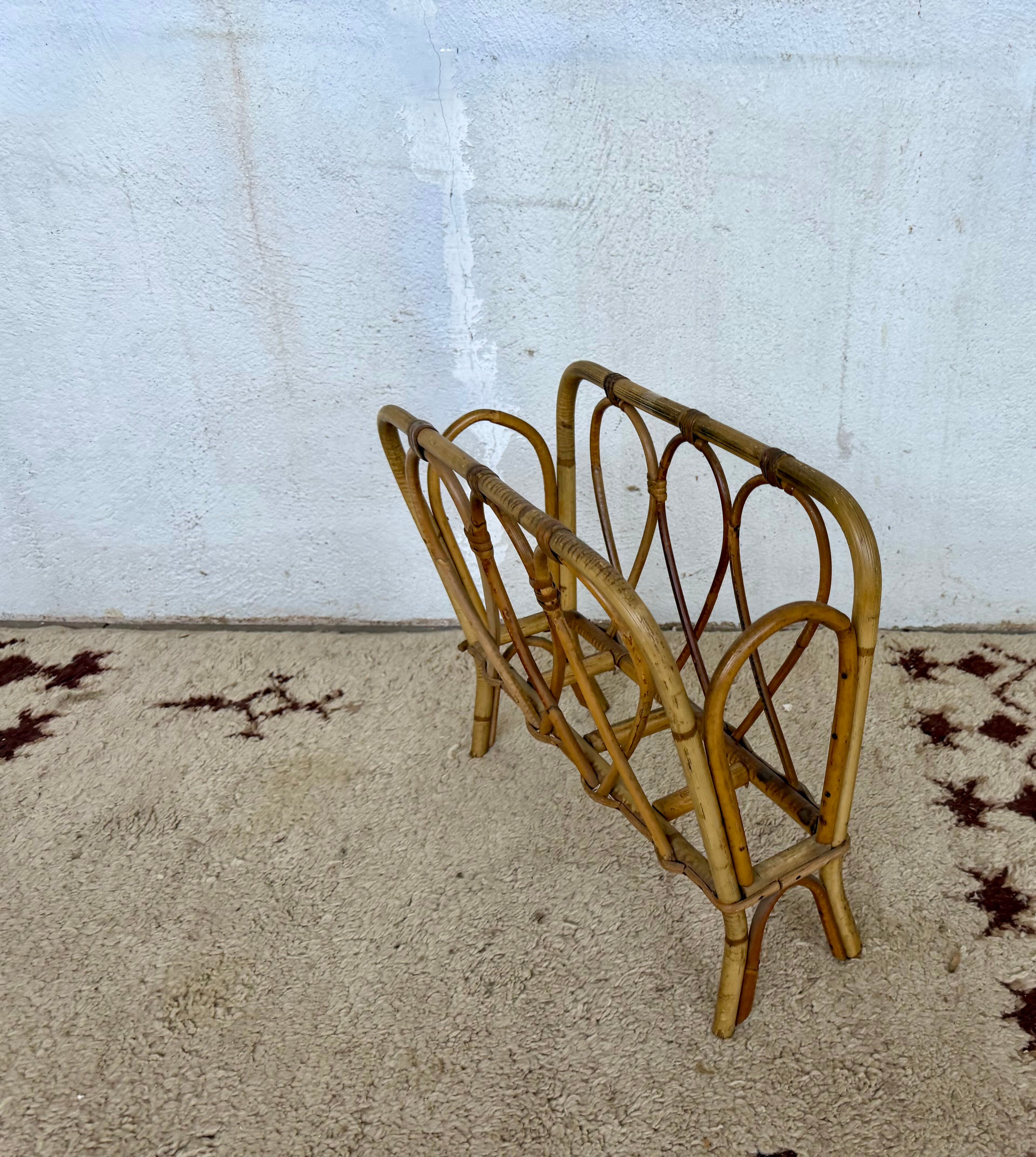 Rattan magazine rack