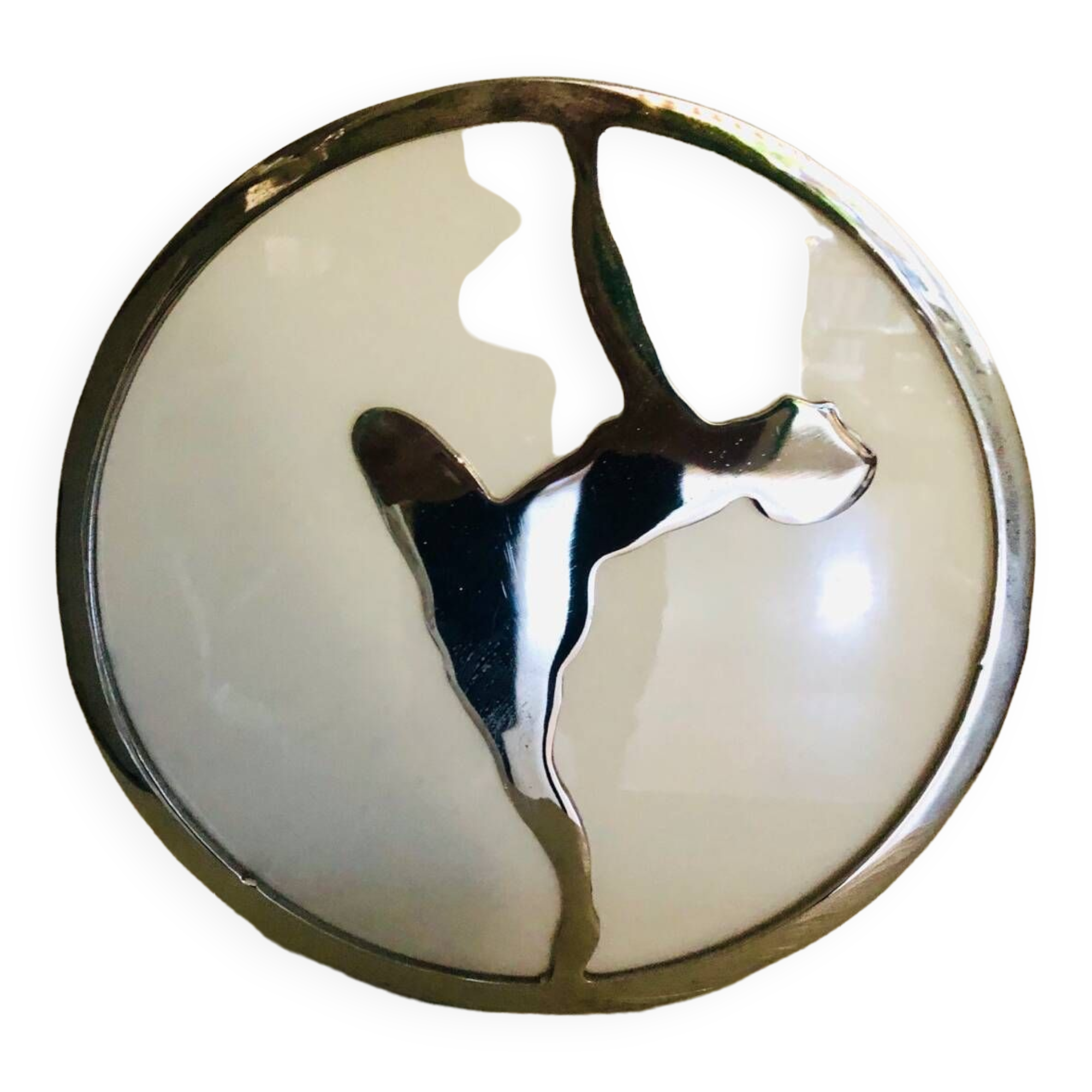 Round wall lamp metal opalescent art deco glass