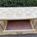 Louis XV sideboard renovated in raw oak and marquetry 3 doors 180cm
