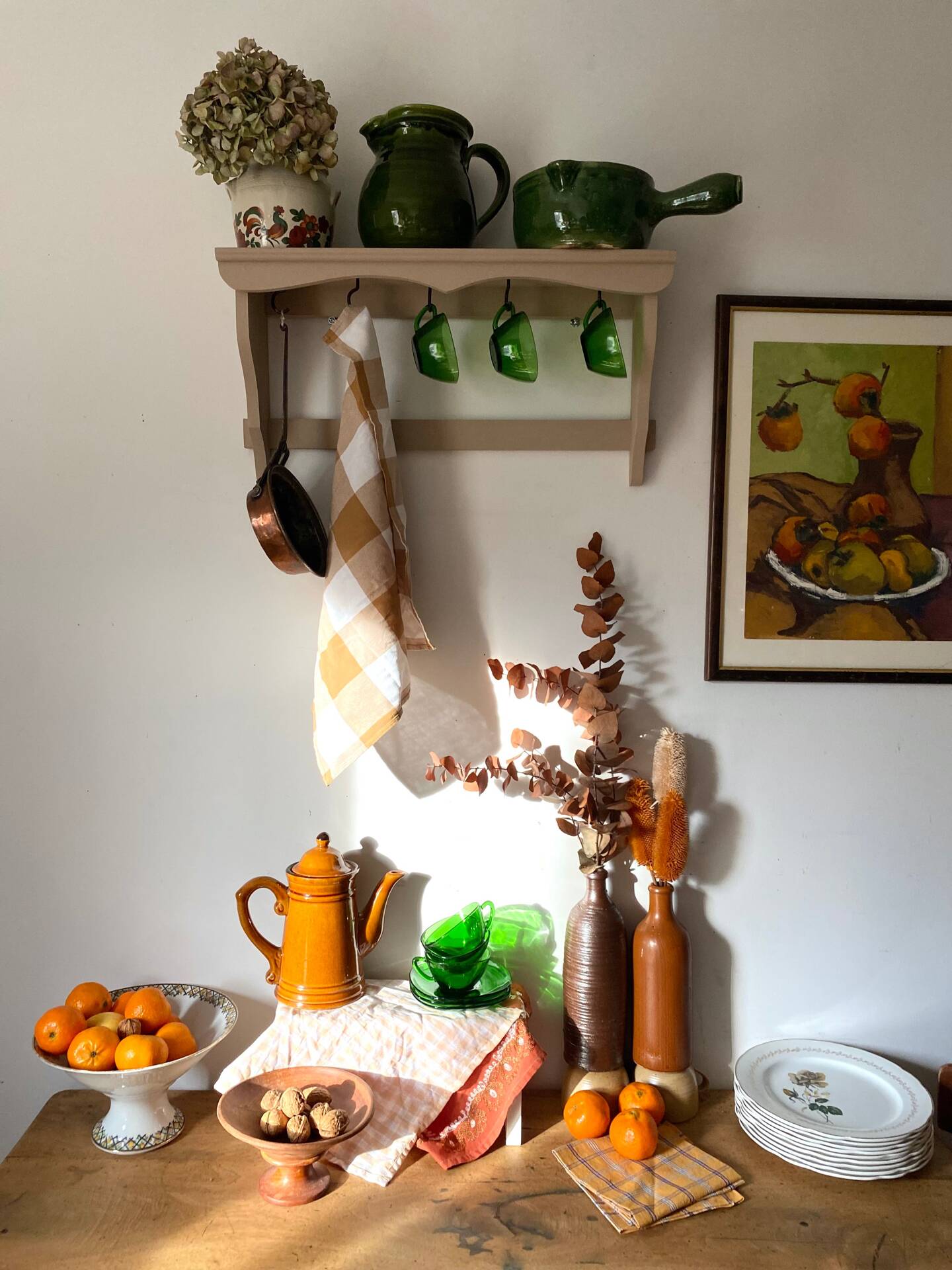 Antique wooden wall shelf