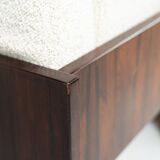 Oriolo canapé by Claudio Salocchi for Sormani in wood and white fabric.