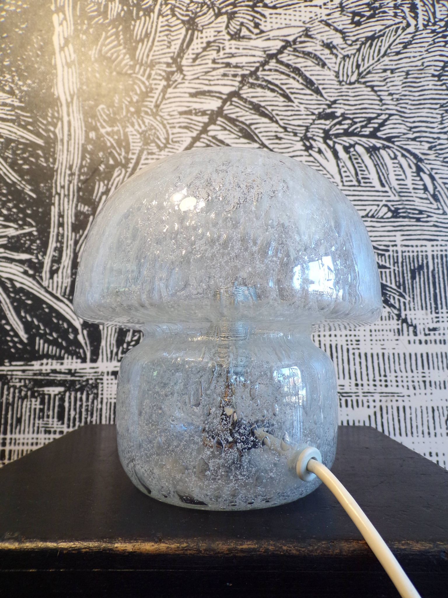 Lampe champignon en verre italien 1970
