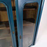 Antique Display Cabinet Painted Blue From 1920s