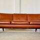 Vintage Danish mid-century Aage Christiansen (Matador) cognac leather sofa 60s