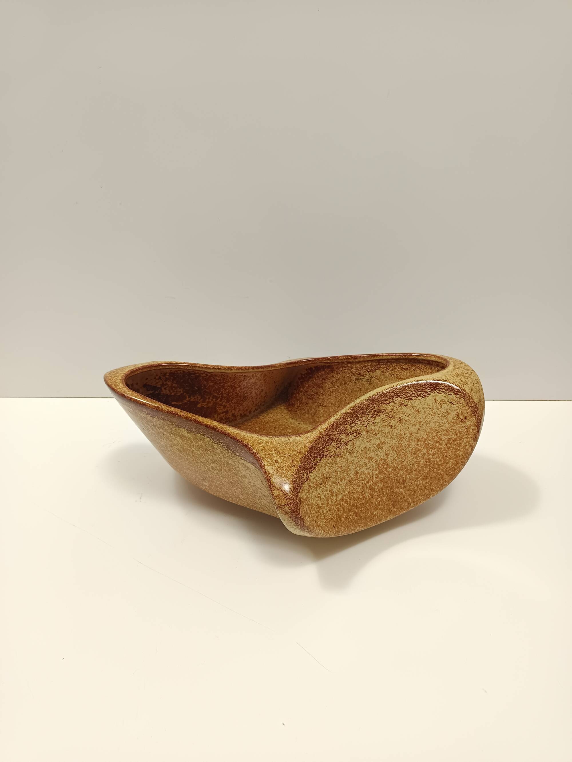 Bol à bibelots en céramique émaillée marron - Pièce maîtresse par Bertoncello, Italie