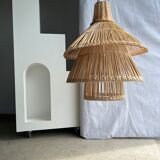 Rattan pendant lamp or light in the shape of an Asian lantern