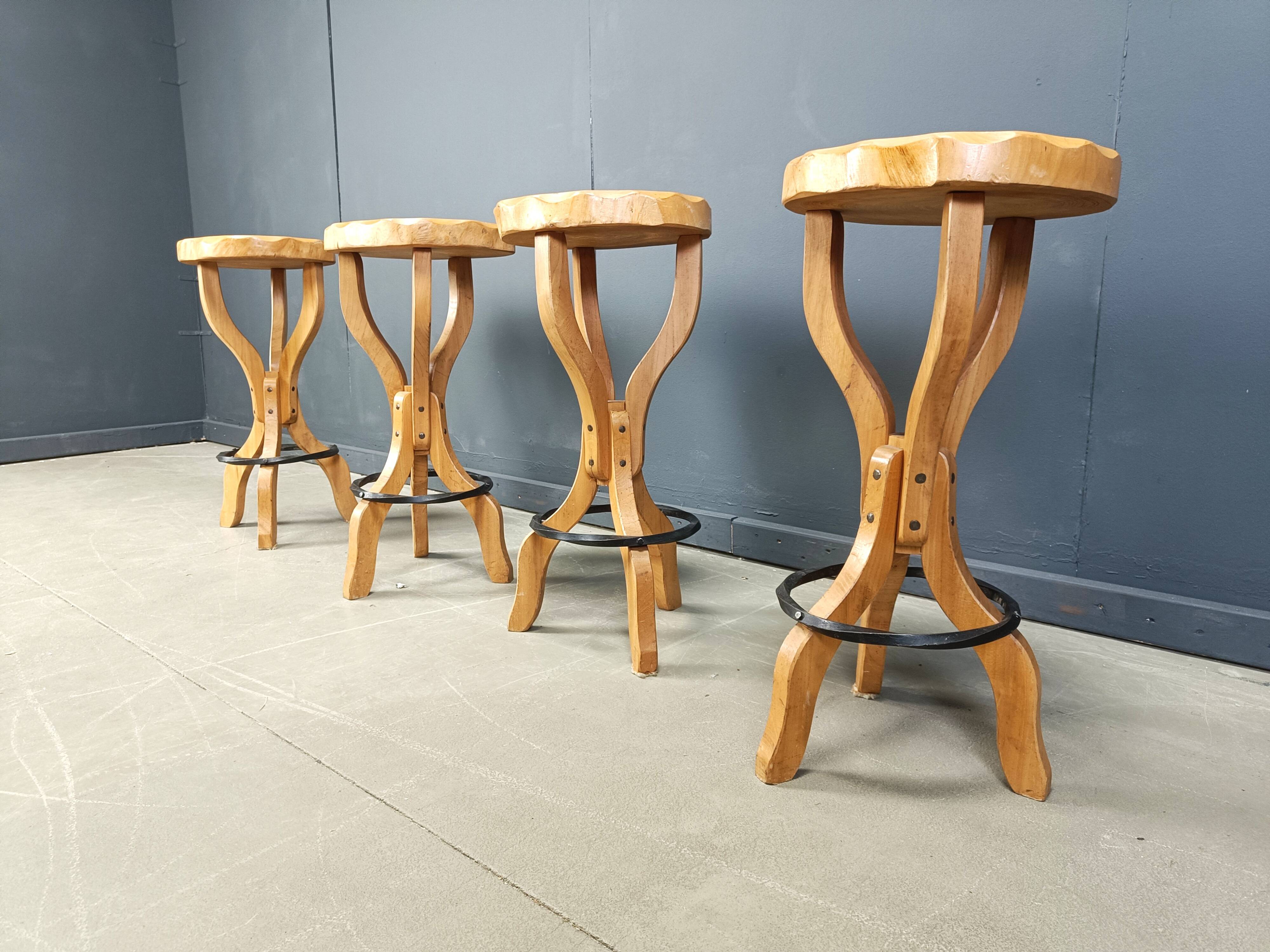 Mid century brutalist bar stools, 1960s - set of 4