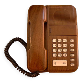 Ancien téléphone Thomson bakélite et bois vintage