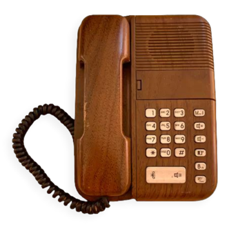 Ancien téléphone Thomson bakélite et bois vintage