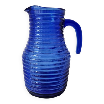 Vintage cobalt blue glass carafe/pitcher '1970s - Cisper