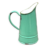 Vintage pitcher in green enameled sheet metal