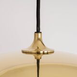 Large suspended brass chandelier by Florian Schulz, Germany.
