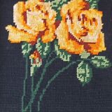 Golden frame with ancient canvas of yellow roses