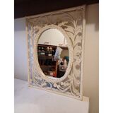 Vintage mirror in rattan and wicker