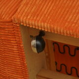 Orange corduroy armchairs, 1970s, set of 2