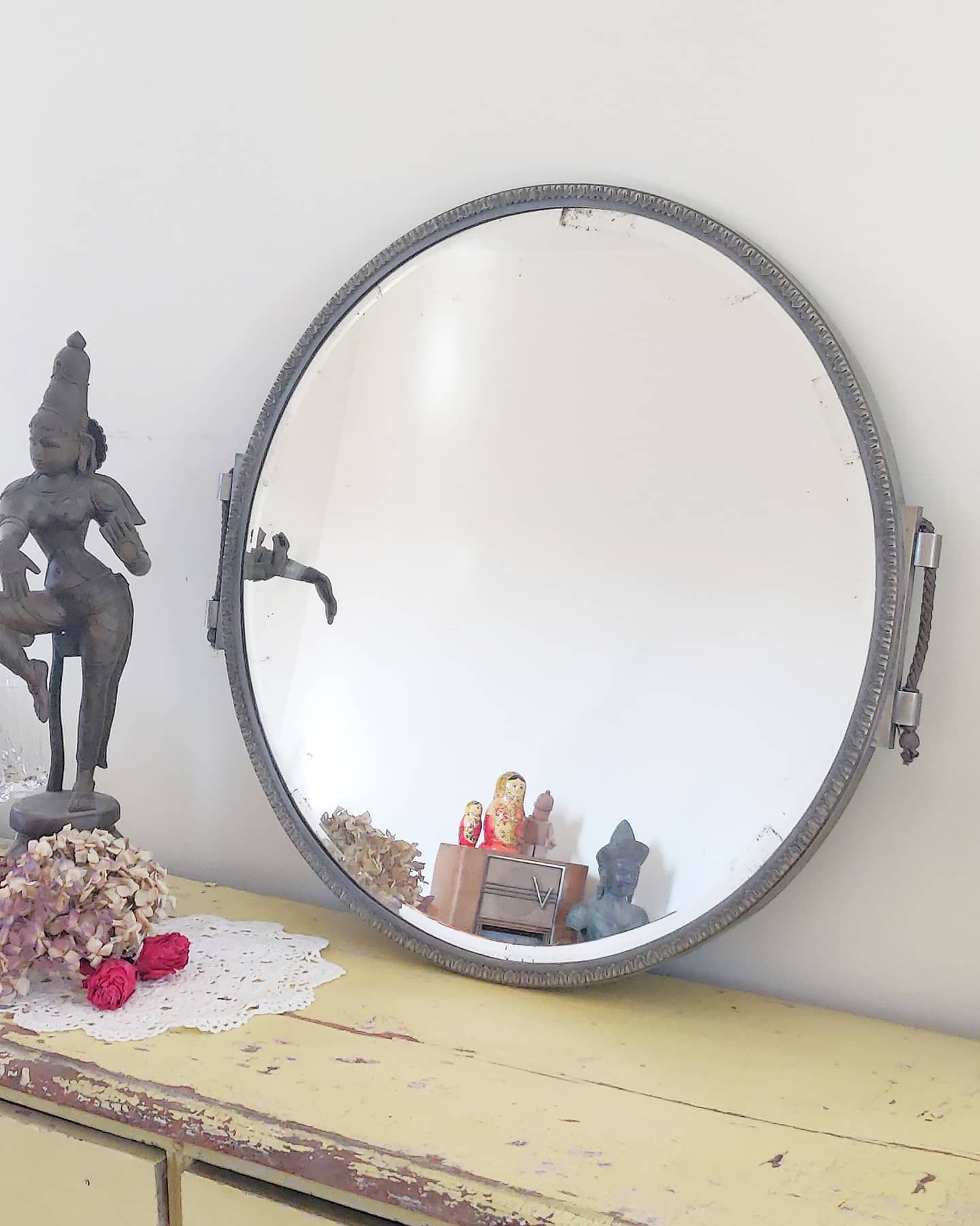 Large bevelled art deco mirror 66cm