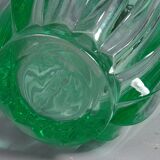 Molded pressed glass vase by Pierre D'Avesn around 1930. Signed
