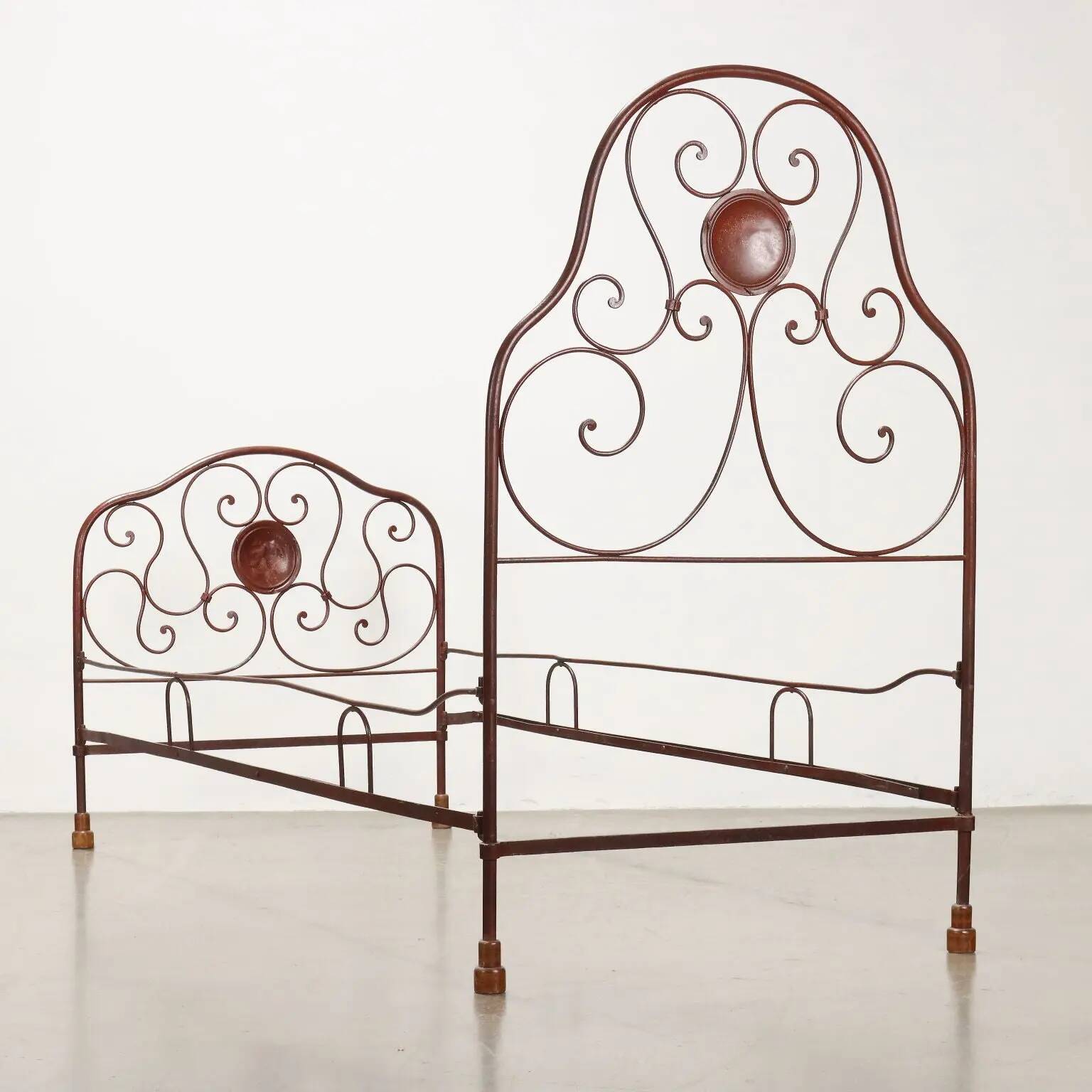 Antique Louis-Philippe wrought iron bed, Italy, 19th century