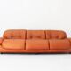 Vintage Italian cognac leather sofa Sapporo Mobil Girgi 1970s