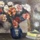 Oil on panel still life bouquet signed early 20th century.