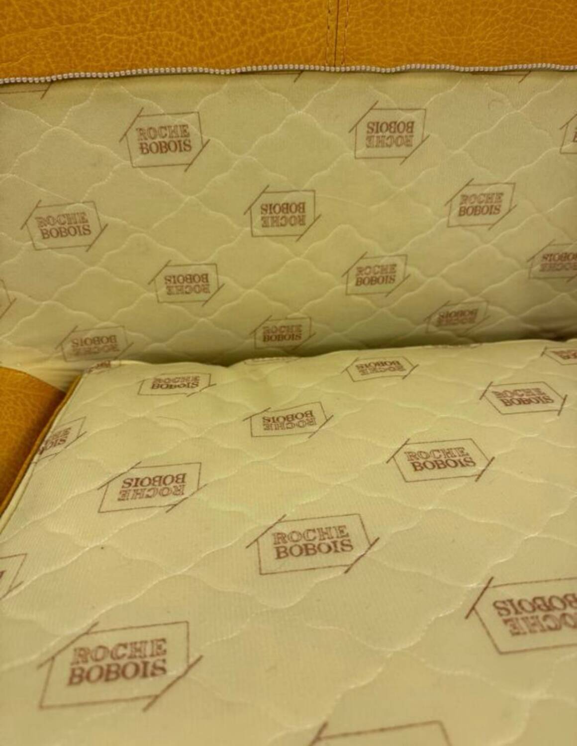 Rochebobois yellow leather armchair from the 80s/90s