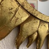 Vintage 1960s sunburst gold resin witch mirror - 49 cm