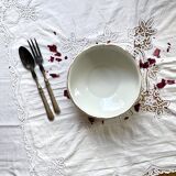 Salad bowl with gilding, vintage Sologne Lamotte porcelain