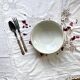 Salad bowl with gilding, vintage Sologne Lamotte porcelain