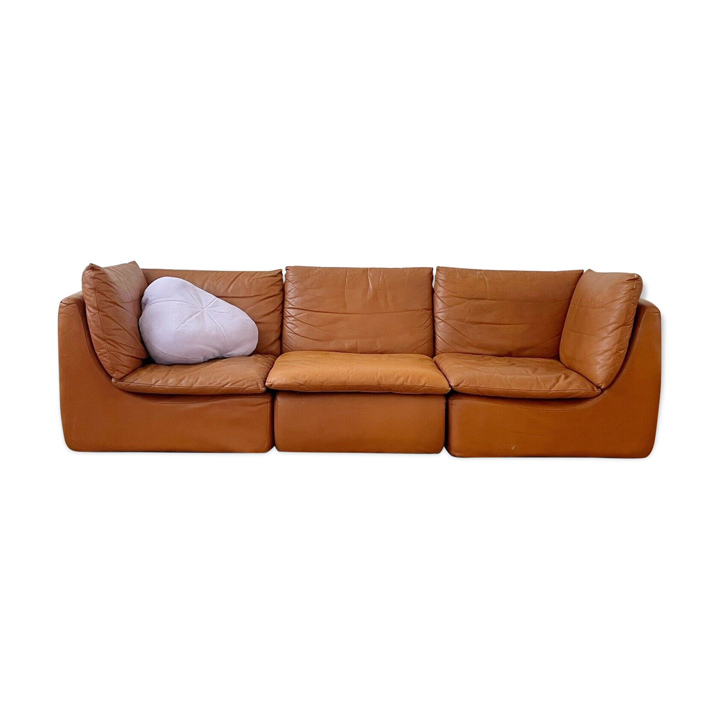 modular sofa of the 70s in tawny leather
