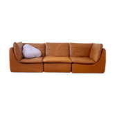 Canapé modulable des années 70 en cuir fauve