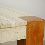 60s coffee table in teak and travertine