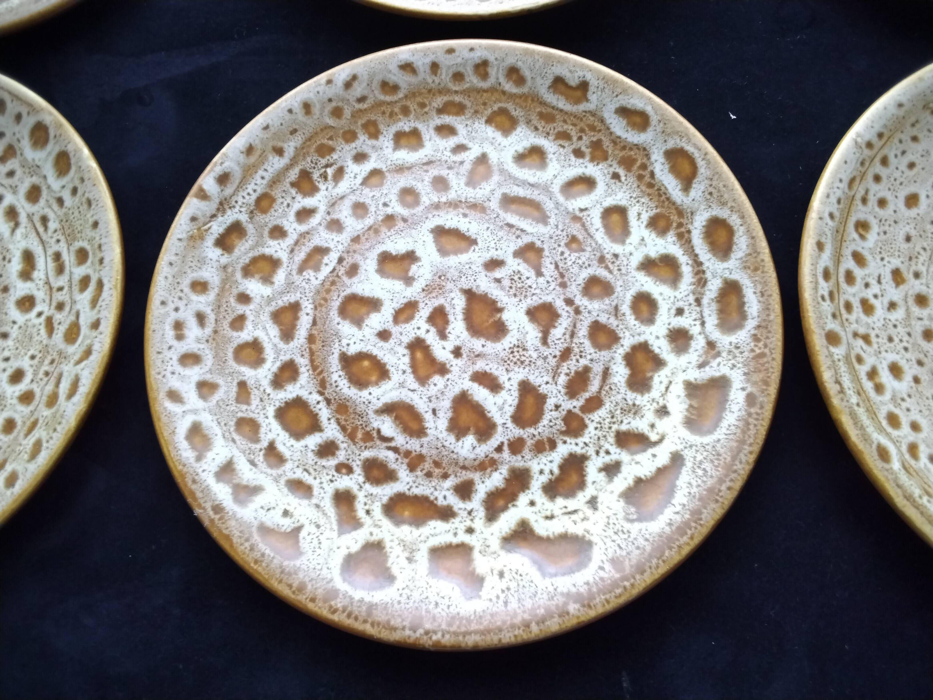 6 Niderviller earthenware dessert plates Fauve model