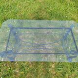 Italian glass and wrought iron coffee table