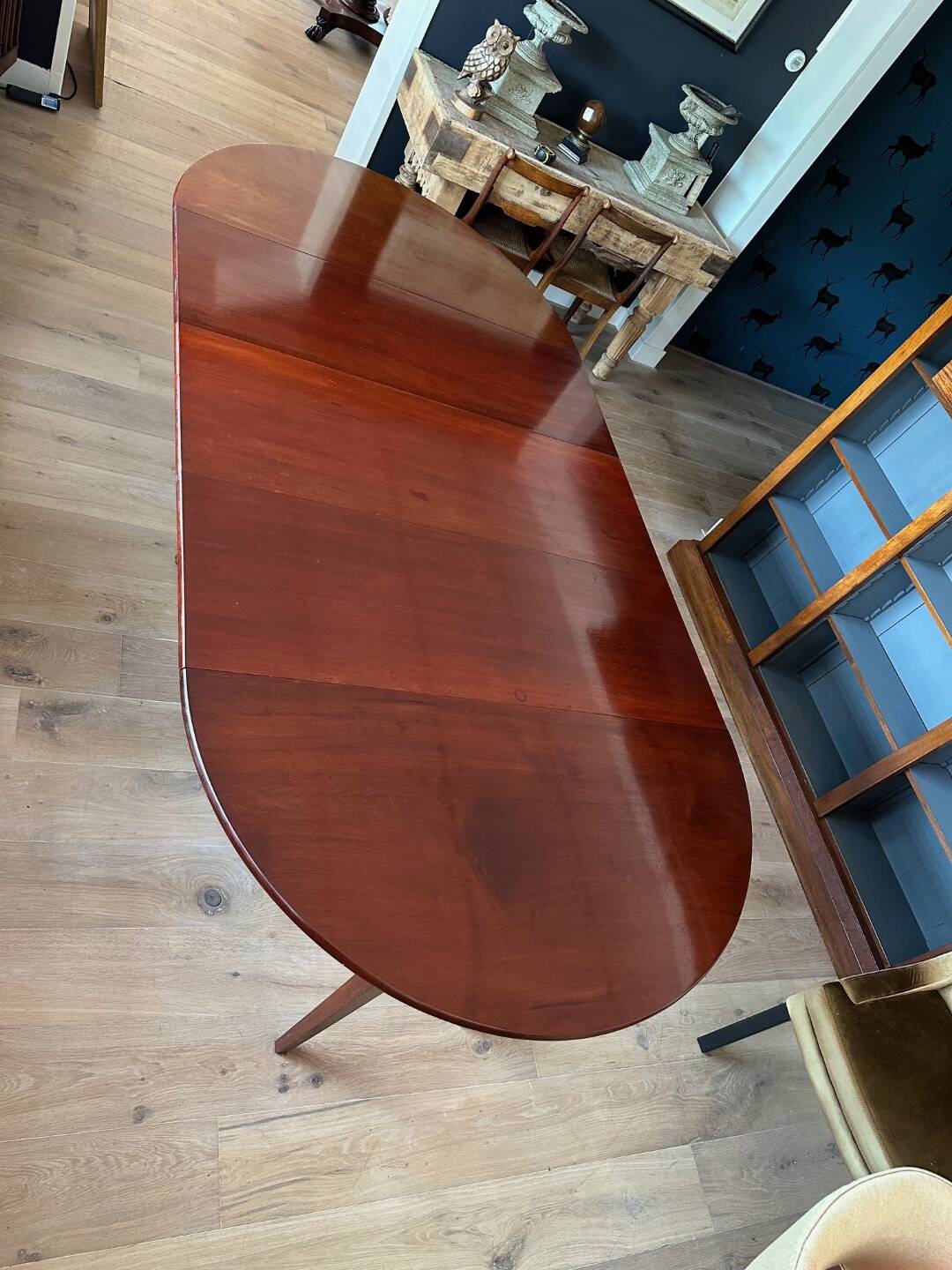 Large antique oval Dutch mahogany table