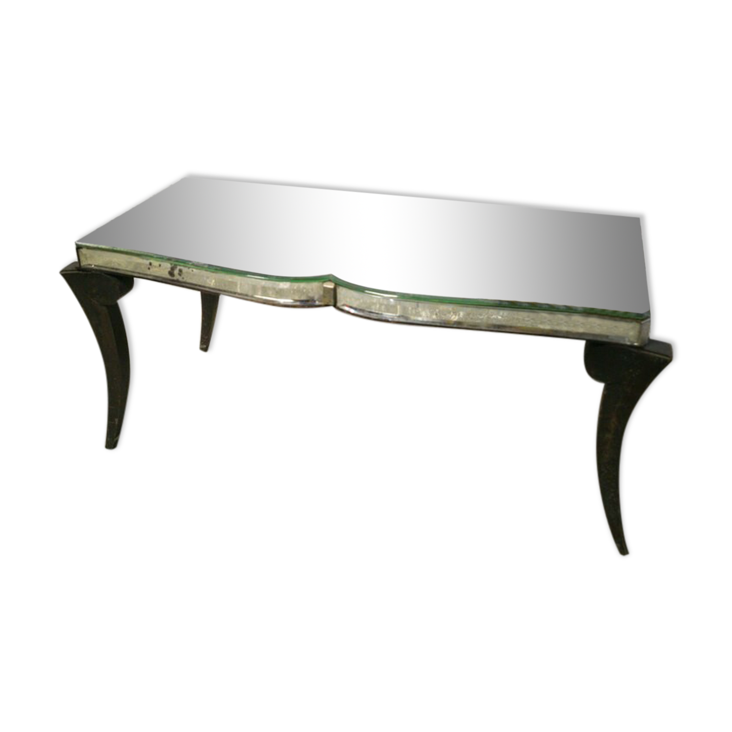 Table basse art déco plateau miroir biseauté