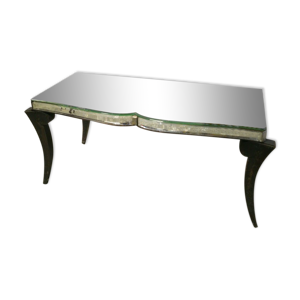 Table basse art déco plateau miroir biseauté