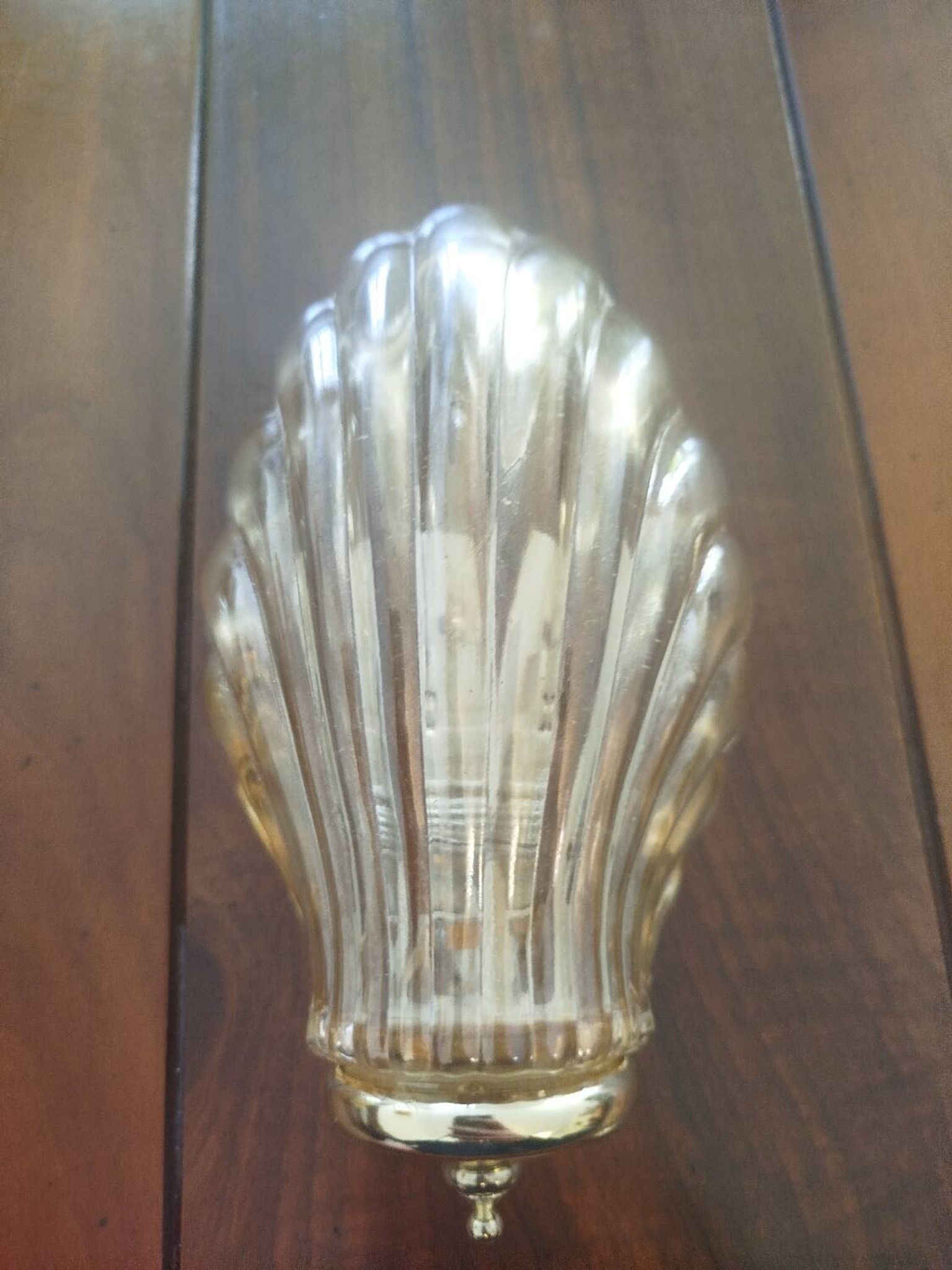 Paire d’appliques murales coquillage – verre italien strié – 1970