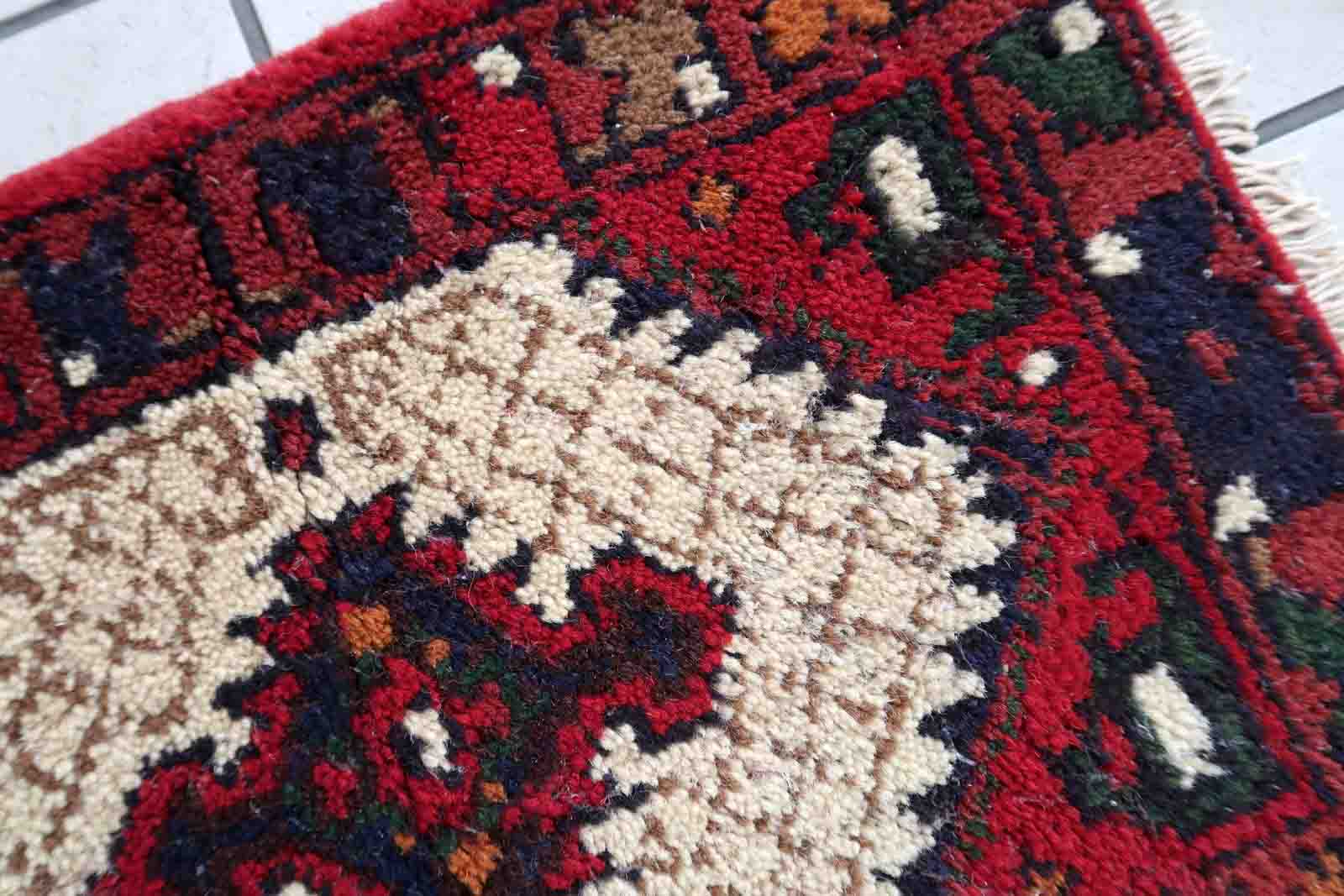 Vintage Persian carpet Hamadan handmade 41cm x 59cm 1970s