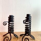 Two push candle holders with handle