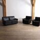 Dieter Rams Model 620 two seater sofa in black leather for Vitsoe, 1980s