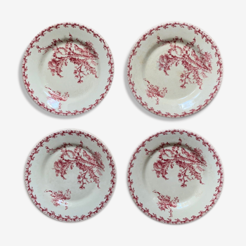 4 assiettes plates service Chardons porcelaine de Gien