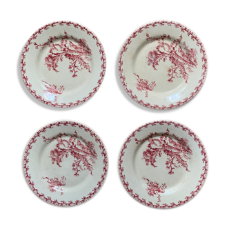 4 assiettes plates service Chardons porcelaine de Gien